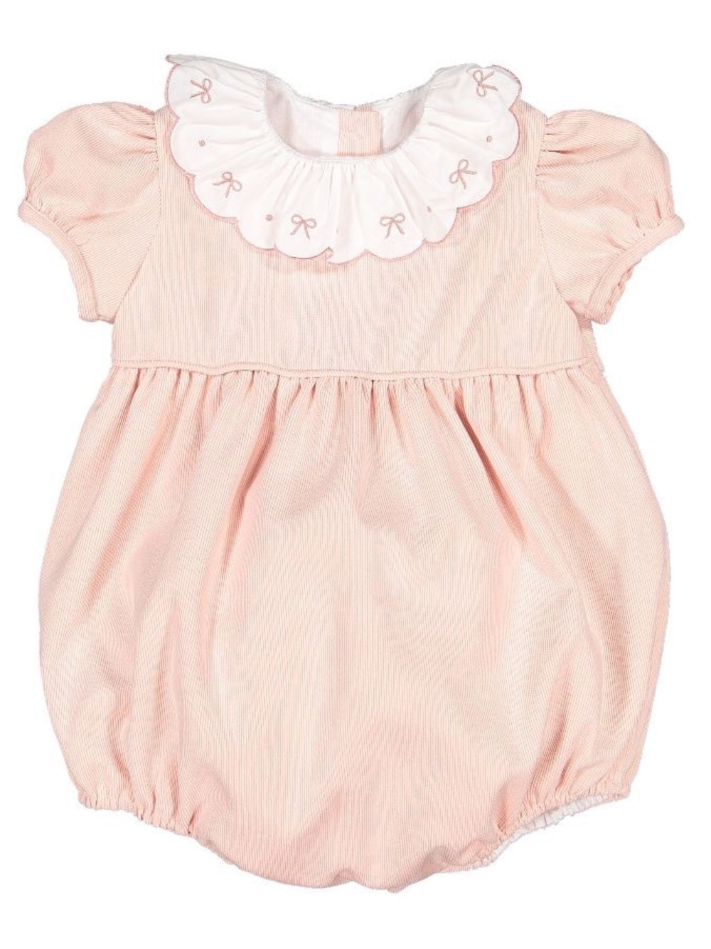 Sal & Pimenta Pink Corduroy Bubble with Embroidered Bows 6M